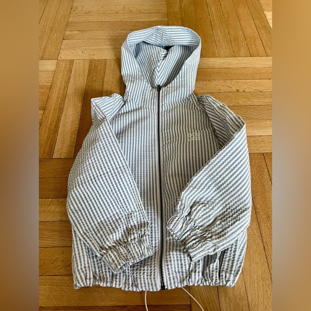 DOUUOD Striped Windbreaker Zip Jacket